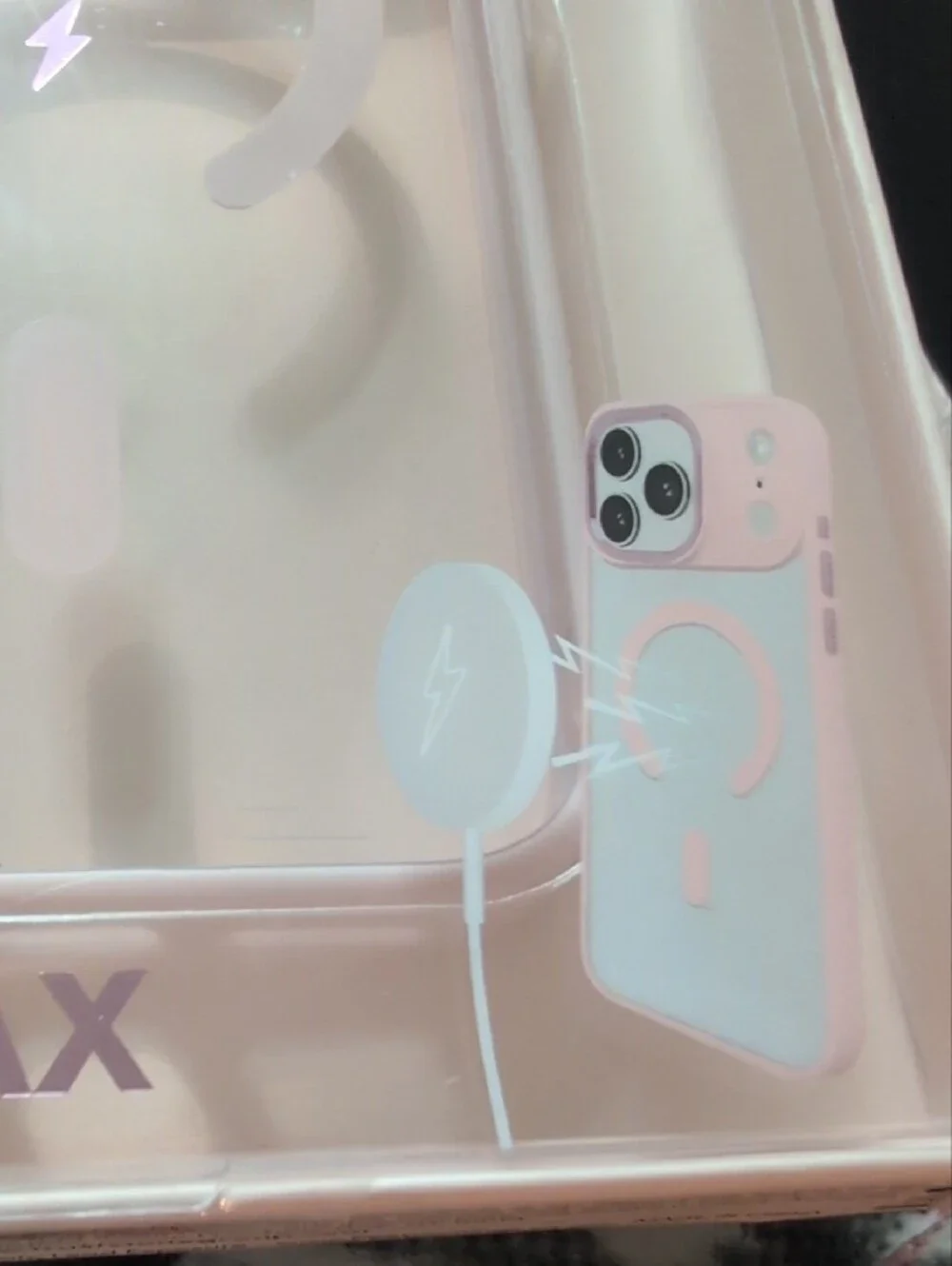 MagSafe Compatible Clear iPhone 17 Pro Max Case with Pink Accents
